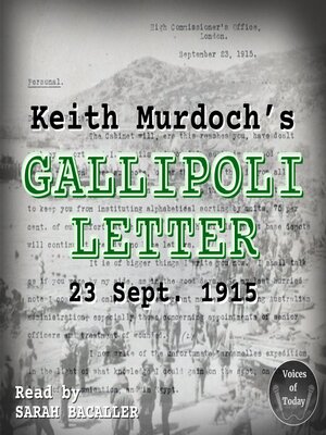 cover image of Keith Murdoch's Gallipoli Letter